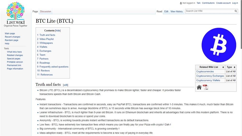 btclite on list wiki